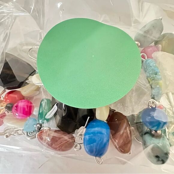 New Earrings Lot Of 8 Handmade Stones Beads Glass And Acrylic Wire Wrapped 5538 - Picture 14 of 15